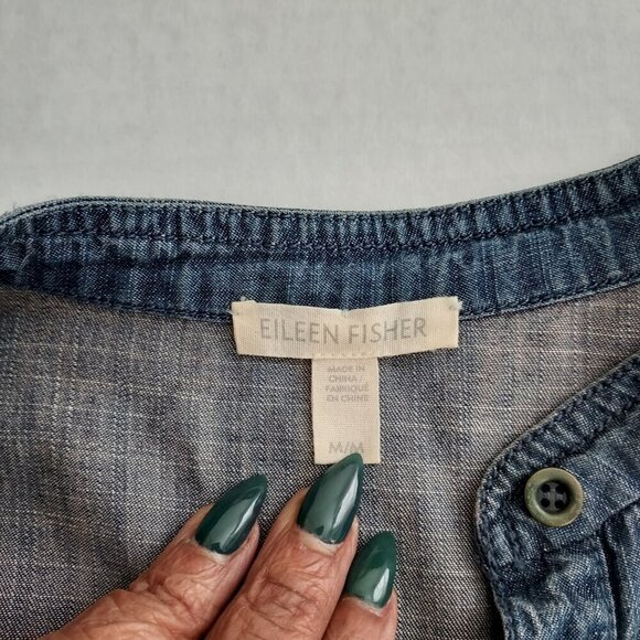 Eileen Fisher Long Sleeve Shirt Dress Size Medium - Picture 7 of 7